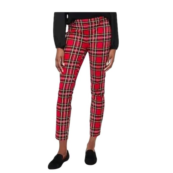 J. Crew Red Plaid Tapered Holiday Winnie Pant - Picture 1 of 9